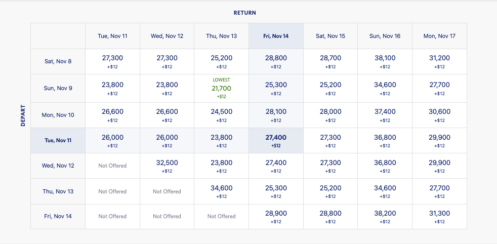 Delta award flight pricing